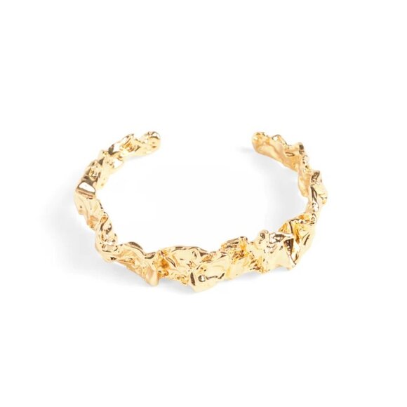 Emery 24K Plated Gold Textered Cuff Bracelet - Picture 9 of 11